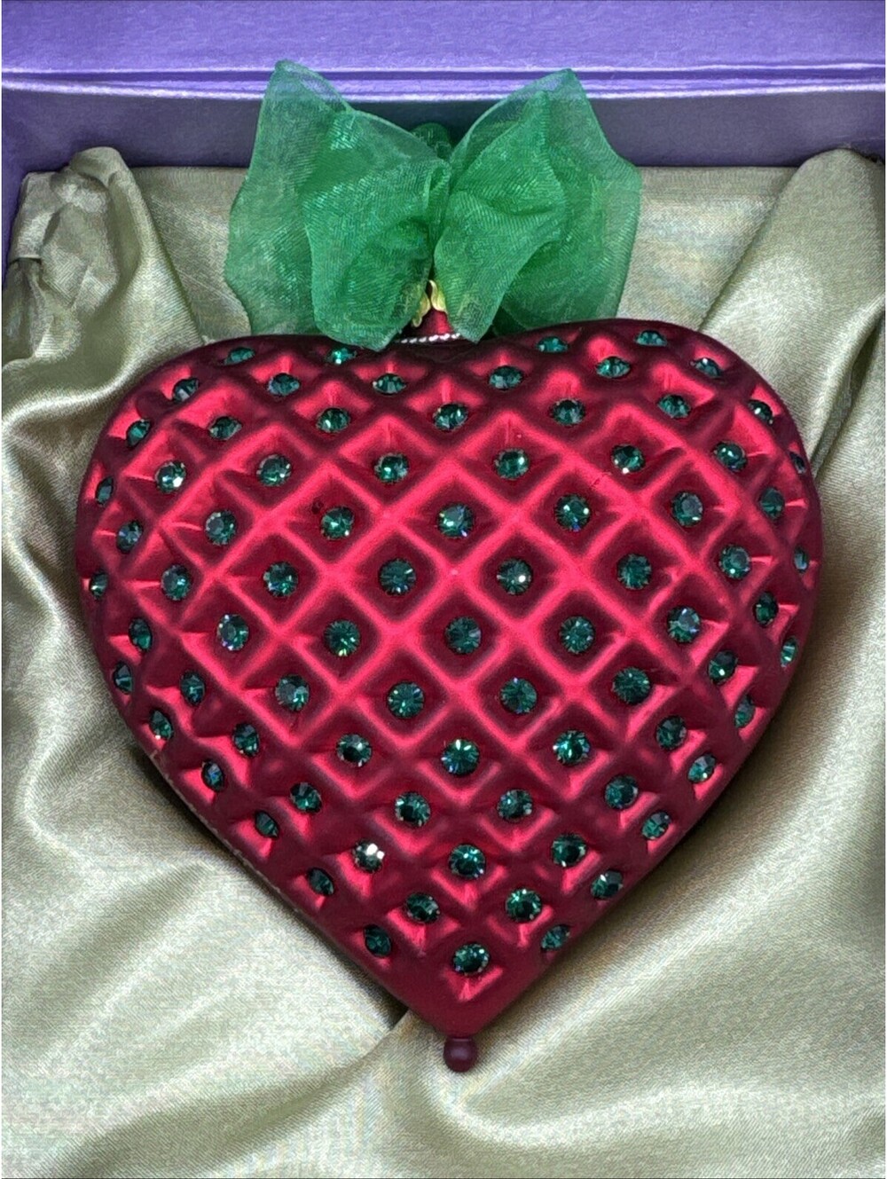 Swarovski Crystals Expressions From The Heart 4” Ornament 2003 Red & Green New